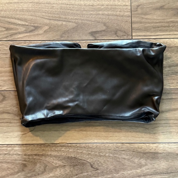 Zara Faux Leather Bandeau Crop Top | Dark Brown | Size XS - Picture 3 of 5